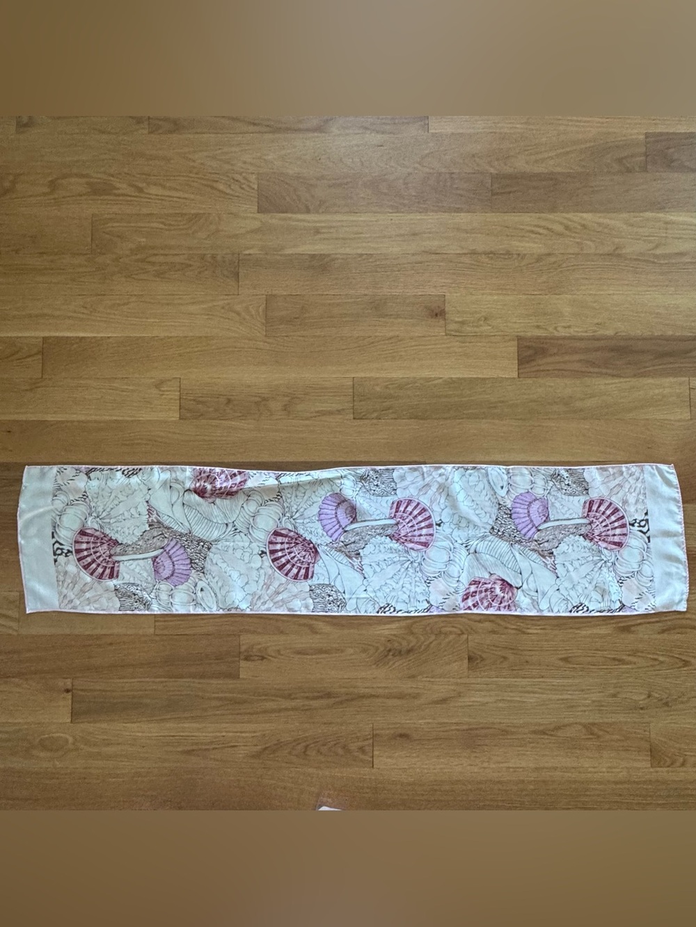 Vintage Smithsonian Institution 100% Silk Sea Shell Scarf Made in Japan
